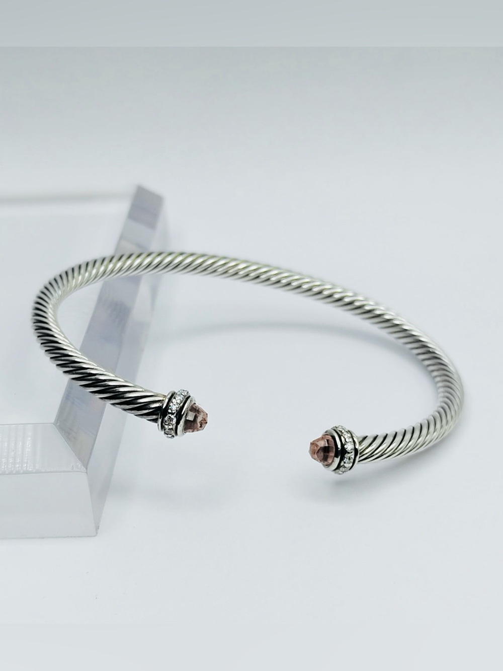 David Yurman Cable
Classic Collection Bracelet with Morganite and Diamonds, 4mm
